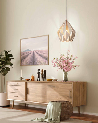 EGLO Carlton-P Light Apricot Metal 1 Light Ceiling Pendant, (D) 31cm