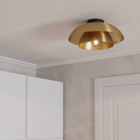EGLO Cenciara Two-Tier Brass/Gold Flush Ceiling Light