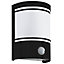 Eglo Cerno Black And White Metal And Glass IP44 Outdoor Wall Light With Sensor, (D) 14cm