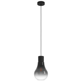 EGLO Chasely Single Electrified Pendant - Smoke and Clear Glass, Metal (D) 20cm