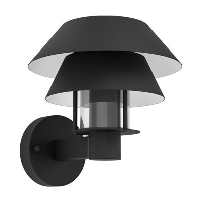 EGLO Chiaperra Black Metal IP44 Outdoor Wall Light, (D) 22cm