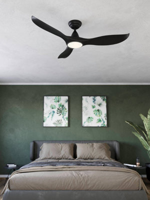 EGLO Cirali 52 Black Metal 5 Speed Lit Ceiling Fan, Included LED (D) 132cm