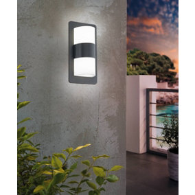EGLO Cistierna Grey Metal IP44 Outdoor Wall Light, (D) 18cm