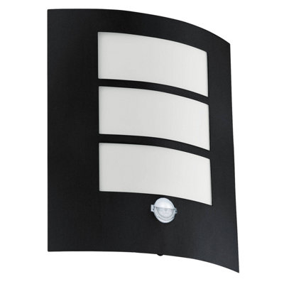 EGLO City Black Metal IP44 Outdoor Wall Light With Sensor, (D) 23.5cm