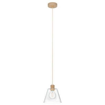EGLO Copley 1-Light Clear and Gold Ceiling Pendant (D) 20cm