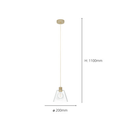 EGLO Copley 1-Light Clear and Gold Ceiling Pendant (D) 20cm
