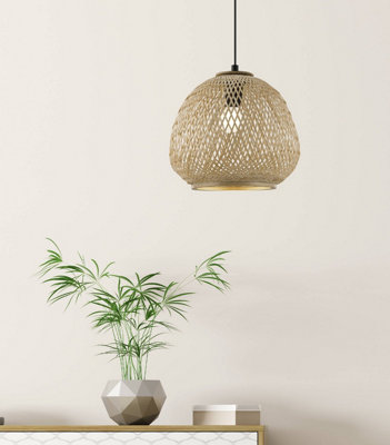 EGLO Dembleby 1 Natural Rattan Style 1 Light Ceiling Pendant, (D) 32cm ...