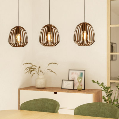 EGLO Espinal Bronze Steel Caged Style Contemporary 3 Light Pendant