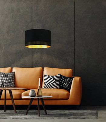 Buy EGLO Esteperra 1-Light Black and Gold Ceiling Pendant (D) 38cm ...