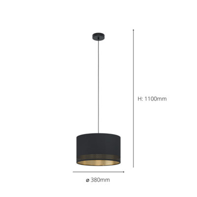EGLO Esteperra 1-Light Black and Gold Ceiling Pendant (D) 38cm
