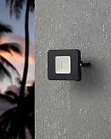 EGLO Faedo 3 Black Aluminium Outdoor LED Spotlight, 20W