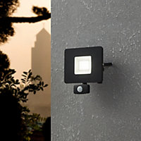 EGLO Faedo 3 Black Aluminium Outdoor LED Spotlight & Motion Sensor, 30W