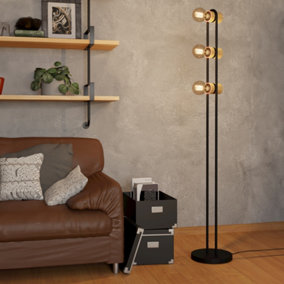 EGLO Floor Lamp 3 Light Black/Wood CHIEVELEY (21)