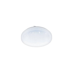 EGLO Frania-S Round White Metal And Plastic With Crystal Effect Integrated LED Flush Light, (D) 28cm
