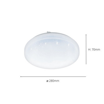 EGLO Frania-S Round White Metal And Plastic With Crystal Effect Integrated LED Flush Light, (D) 28cm