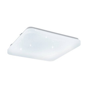 EGLO Frania-S Square Metal And Plastic With Crystal Effect Integrated LED Flush Light, (D) 28cm