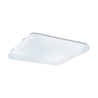 EGLO Frania-S Square White Metal And Plastic With Crystal Effect Integrated LED Flush Light, (D) 33cm