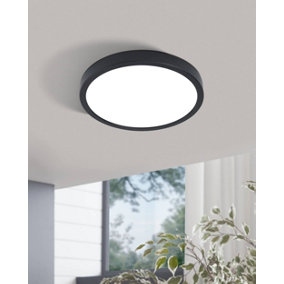 Eglo Fueva 5 Black Round Integrated LED Flush Light, (D) 28.5