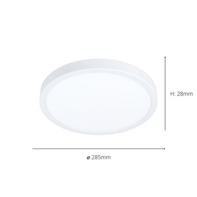 EGLO Fueva 5 White Round Integrated LED Flush Light , 4000K, (D) 28.5cm