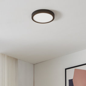 Eglo Fueva-Z Round Black Metal Smart Control Colour Changing LED Ceiling Light, (D) 21cm