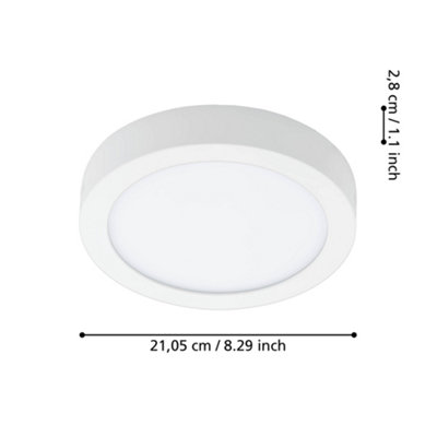 Eglo Fueva-Z Round White Steel Smart Control Colour Changing LED Ceiling Light, (D) 21cm
