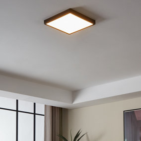 Eglo Fueva-Z Square Black Metal Smart Control Colour Changing LED Ceiling Light, (D) 28.5cm
