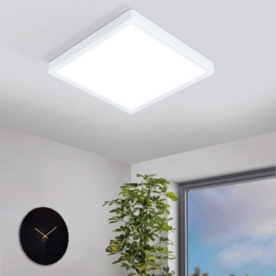 EGLO Fueva-Z Square White Aluminium Smart Control, Colour Changing LED Ceiling Light, (D) 28.5cm