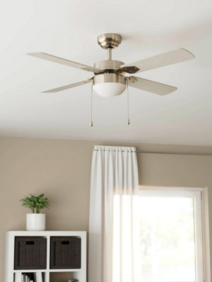 EGLO Gelsina Satin Nickel Metal 3-Speed Lit Ceiling Fan (D) 107cm