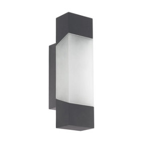 Eglo Gorzano Anthracite Metal And Plastic IP44 Integrated LED Outdoor Wall Light, (D) 10.5cm