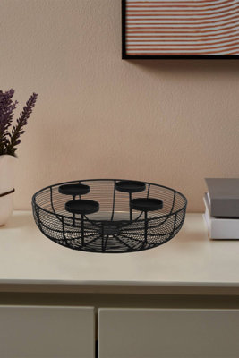 EGLO Hagony 4-Piece Candleholder With Black Wireframe Bowl