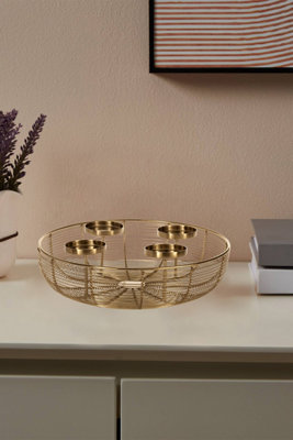 EGLO Hagony 4-Piece Candleholder With Gold Wireframe Bowl