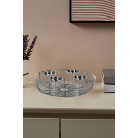 EGLO Hagony 4-Piece Candleholder With Silver Wireframe Bowl