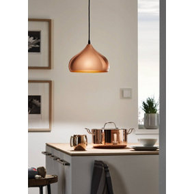 EGLO Hapton Copper Metal 1 Light Pendant Light, (D) 29cm