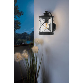 EGLO Hilburn Black Modern Lantern Exterior Wall Light