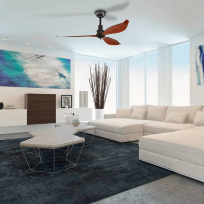 EGLO Lagos 52 Redwood And Black Steel Ceiling Fan