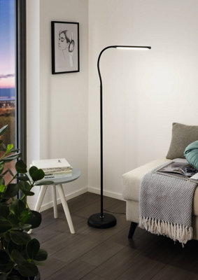 EGLO Laroa Black Metal 4 Step Touch Dimming Integrated LED Floor Lamp, (L) 53.5cm