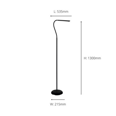 EGLO Laroa Black Metal 4 Step Touch Dimming Integrated LED Floor Lamp, (L) 53.5cm