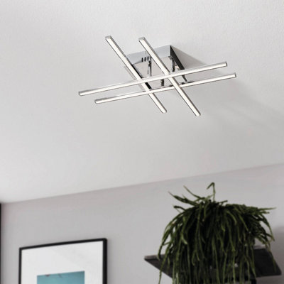 EGLO Lasana 1 LED Contemporary Flush Chrome Ceiling Light