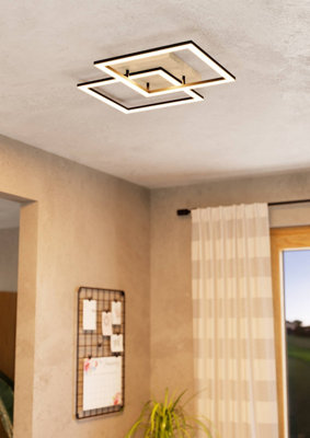 EGLO Lomaltas-Z Modern Black/Brown Smart Control, Colour Changin Ceiling Light, (W) 49.5cm
