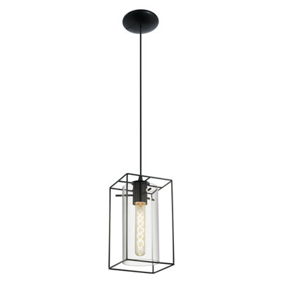 EGLO LONCINO Smoke And Black Glass And Metal 1 Light Ceiling Fitting, (D) 15cm