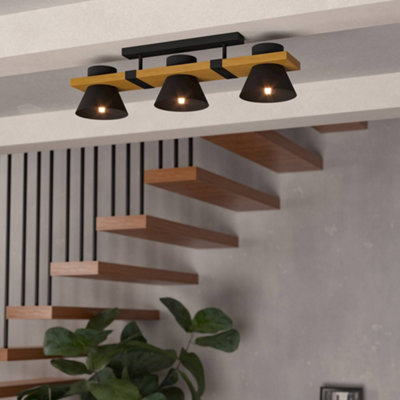 EGLO Maccles 3 Light Wood Ceiling Light