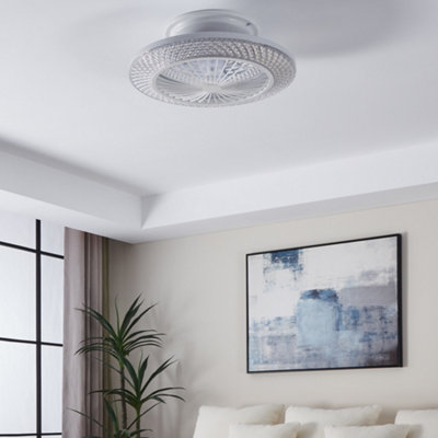 EGLO Malinska White Crystal Effect Ceiling Fan with Integrated LED
