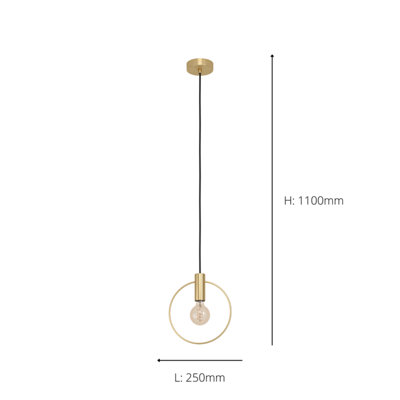 EGLO Manizales Gold Metal 1 Light Ceiling Pendant, (W) 10.5cm