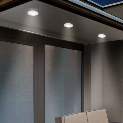 EGLO Margo White Aluminium GU10 Outdoor Recessed Light, (D) 8.4cm