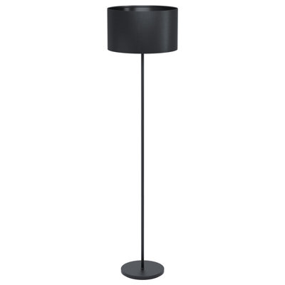 EGLO Maserlo 1 Black Metal And Fabric Floor Lamp, (D) 38cm