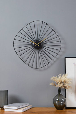 EGLO Matsumoto Organic-Shaped Black Steel Skeleton Wall Clock