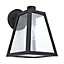 EGLO Mirandola Black And Clear Metal And Glass IP44 Outdoor Wall Light, (D) 18cm