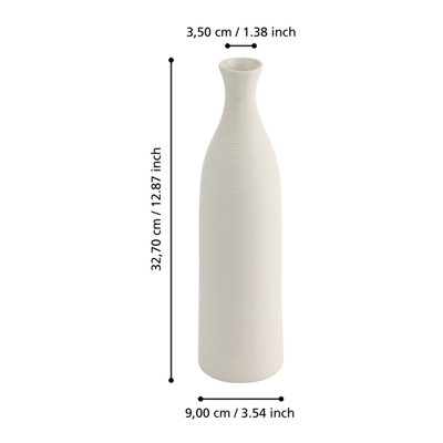 EGLO Mitane White Textured Ceramic Vase - Modern Elegant Home Décor (H) 33cm