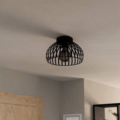 EGLO Mogano 3 Wireframe Black Flush Ceiling Light 28 cm