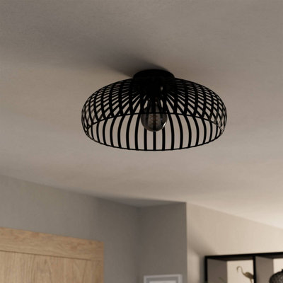 EGLO Mogano 3 Wireframe Black Flush Ceiling Light 43 cm